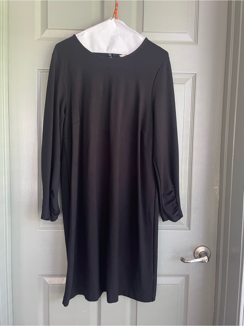 Boden Black Long-Sleeve Shift Dress Ruched Sleeve Plus Size 14R